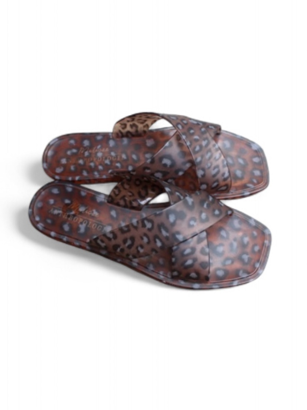 Matisse Anthropologie size 6 Leopard Print jelly Slide Sandals - Brown